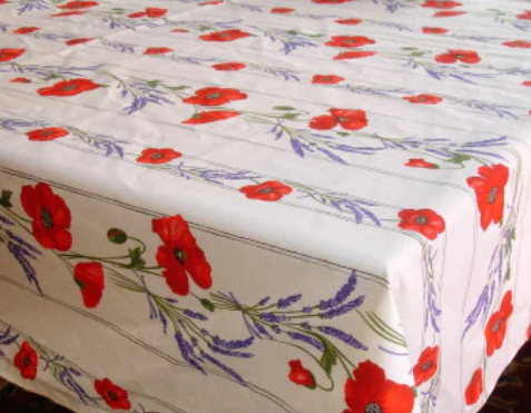 Tablecloth, Provence White Poppies,  Rectangle