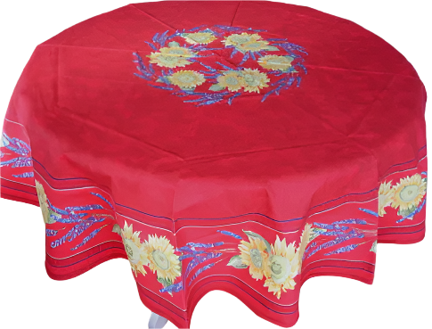 Tablecloth, Provence Red Sunflower Lavender,  Round