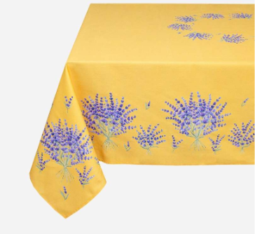 Tablecloth, Provence Lavender on Yellow, Coated, Rectangle