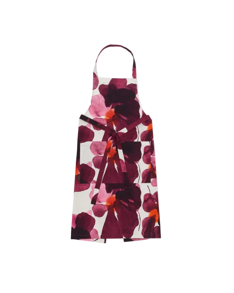Marimekko Apron; Pieni Valssi Apron, Light Beige, Burgundy, Pink