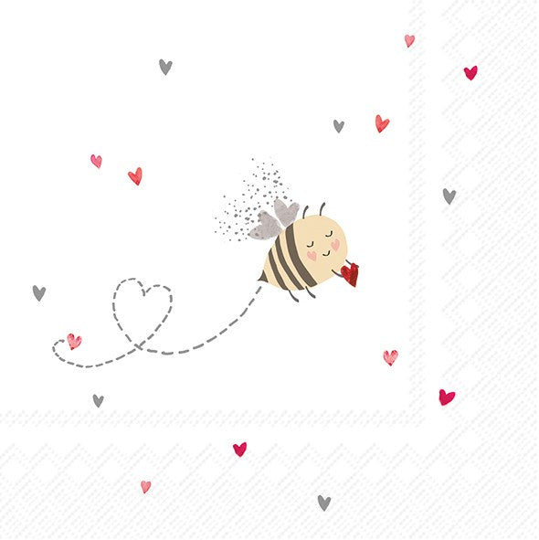 Napkin, Bee & Hearts, Luncheon