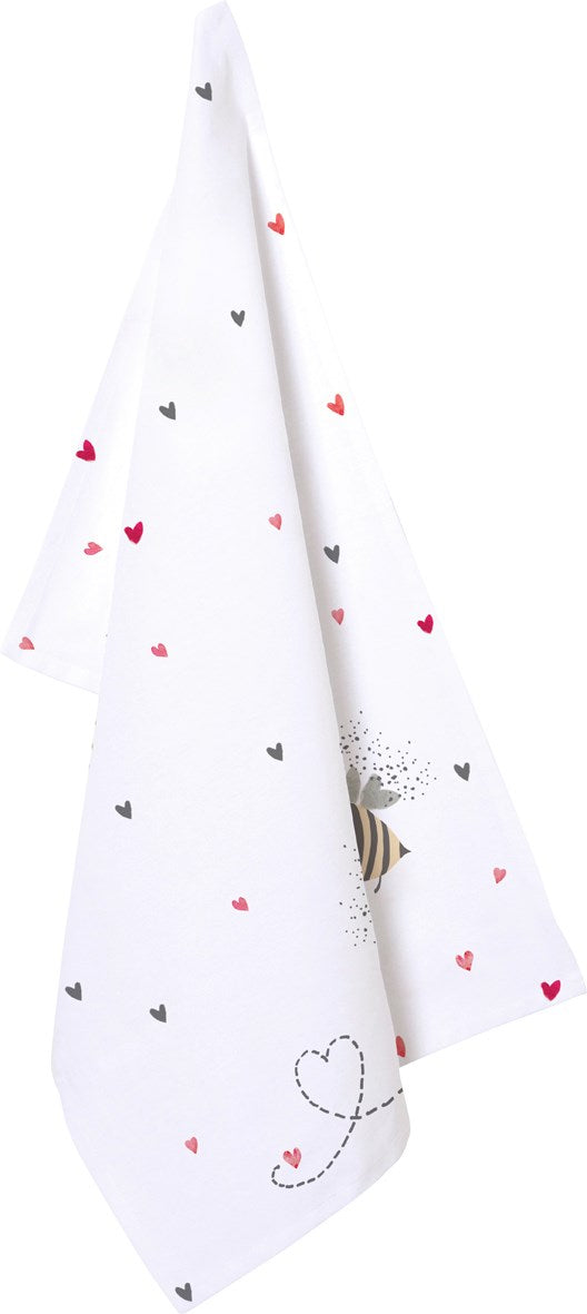 Tea Towel, Bee & Hearts