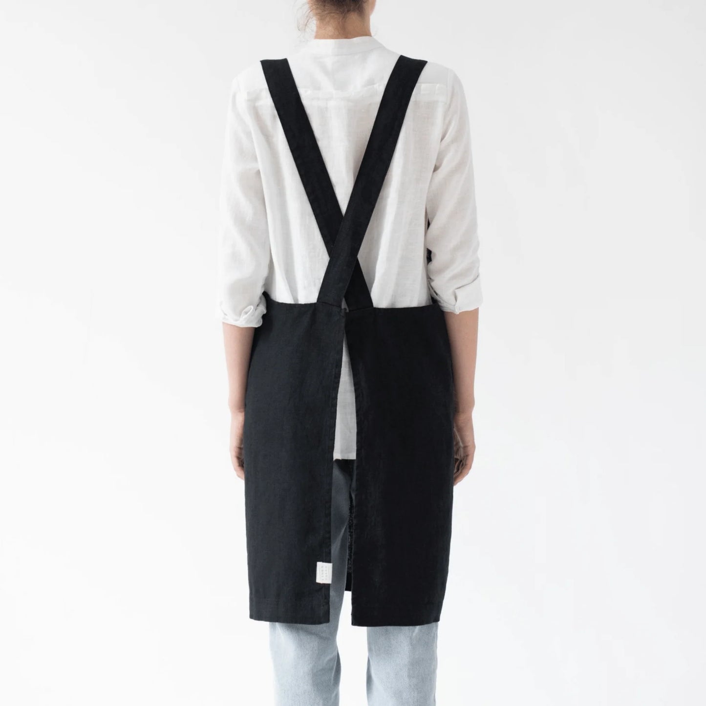 Apron, Linen Crossback,  Black