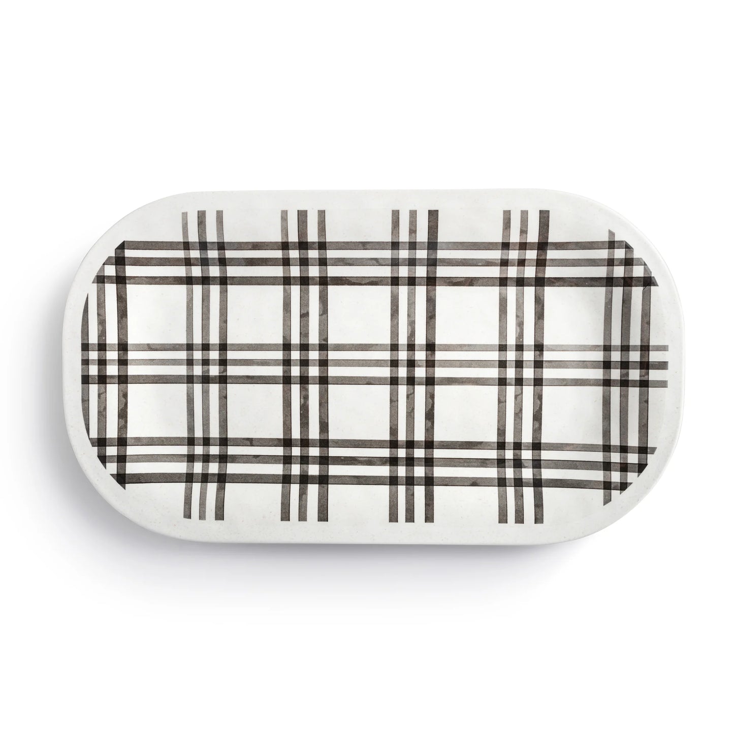 Tray, Black Plaid Melamine