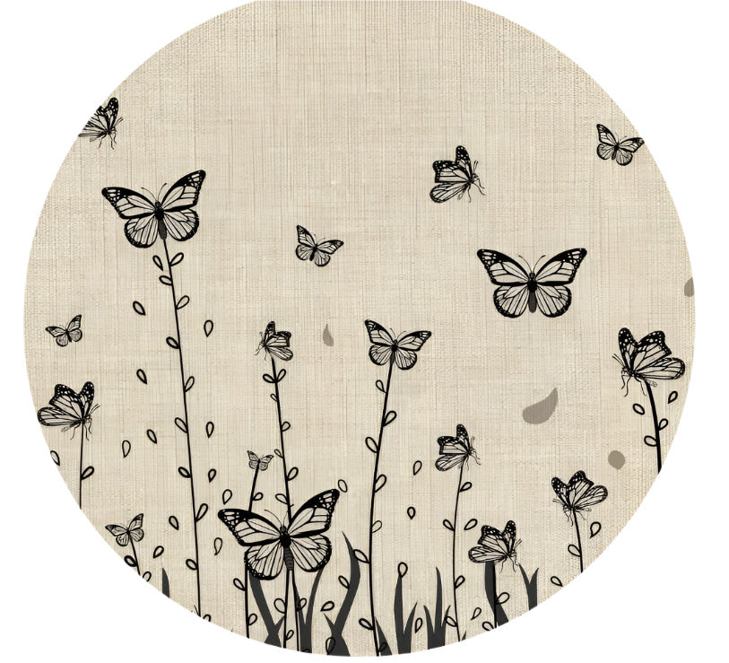 Placemat; Round, Butterflies