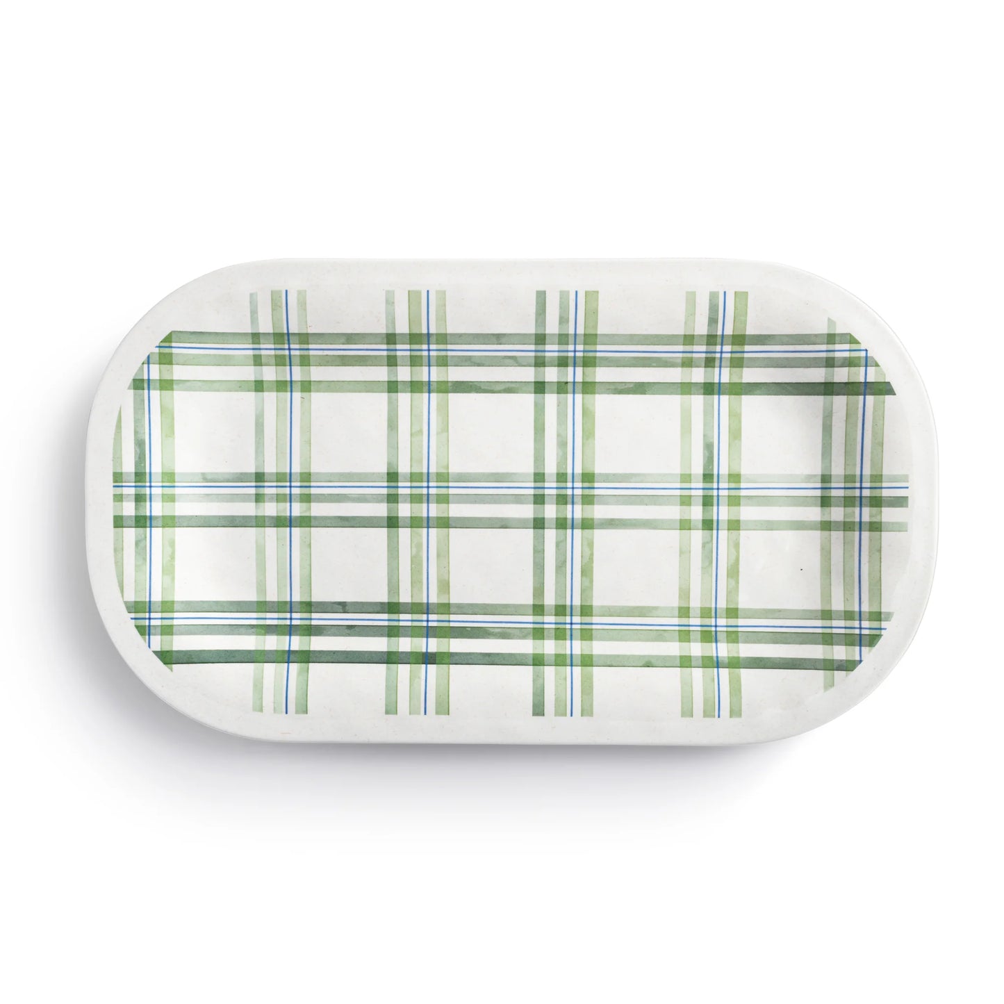 Tray, Green Plaid Melamine