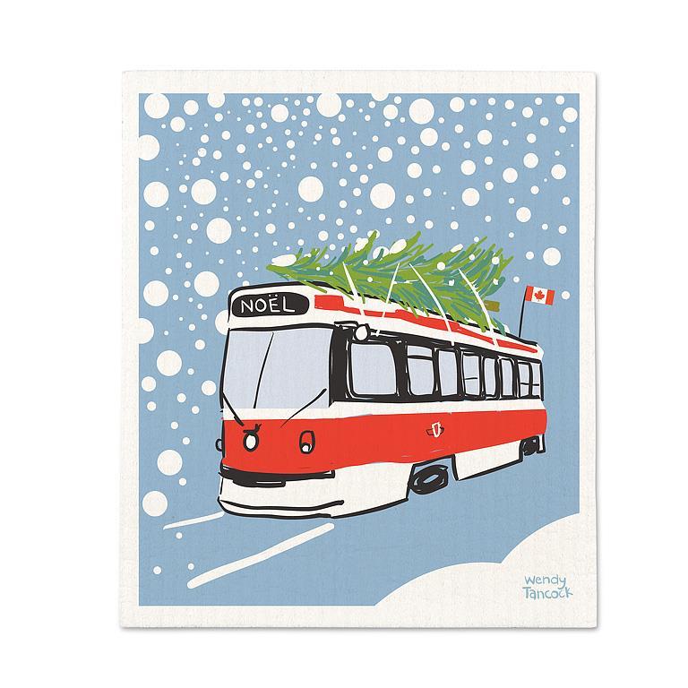 Dish Cloth - Christmas Streetcar