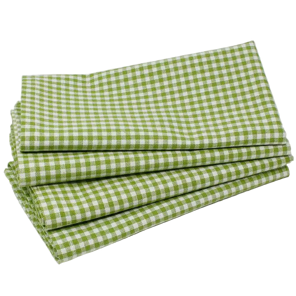 Napkin, Fabric, Green Gingham, Set of 4