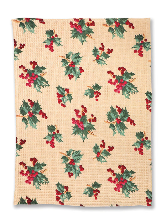 Tea Towel, April Cornell, Holly Berry