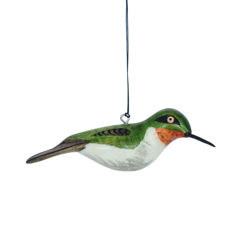 Ornament, Hand Carved Hummingbird