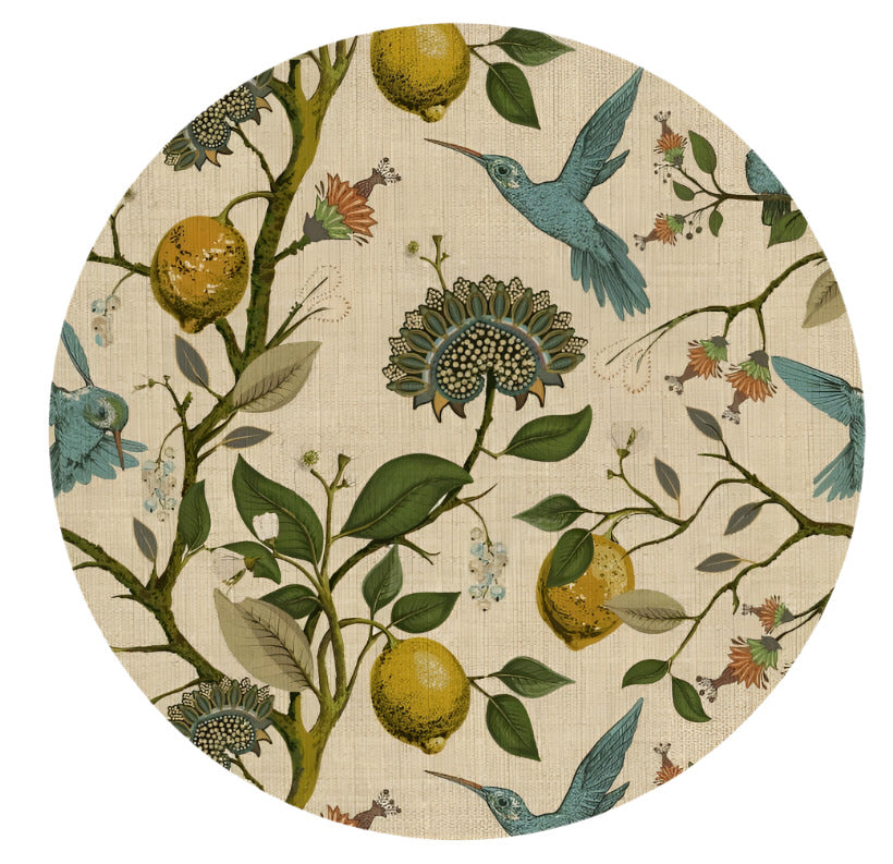 Placemat; Round, Hummingbirds & Lemons