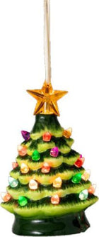 Ornament, Ceramic Green Christmas Tree, LED