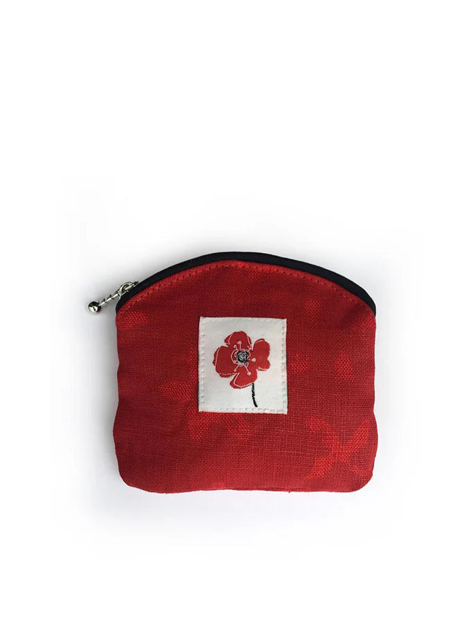 Coin Purse Cosy, Rain Goose, Linen, Red Poppy
