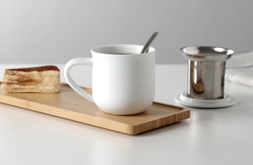Mug; Tea Mug with Infuser and Lid, White