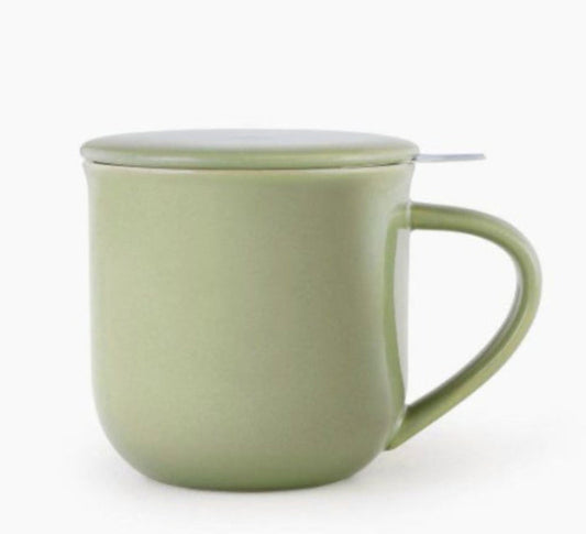 Mug;  Tea Mug with Infuser and Lid,  Stone Green