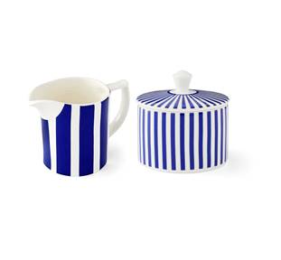Spode - Blue Italian Steccato Cream & Sugar Set