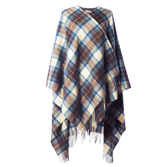 Scottish Wool, Stuart Blue,  Lambswool Long Womens Cape