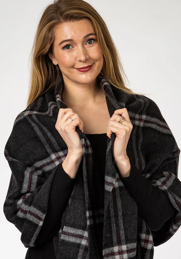 Scottish Wool, Thompson Charcoal,  Lambswool Long Womens Cape