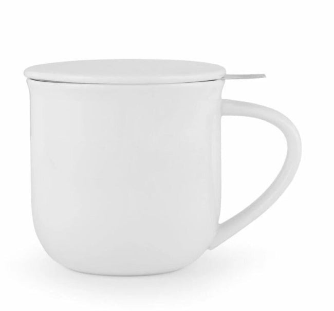 Mug; Tea Mug with Infuser and Lid, White