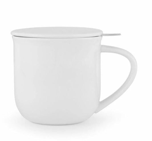 Mug;  Tea Mug with Infuser and Lid,  White