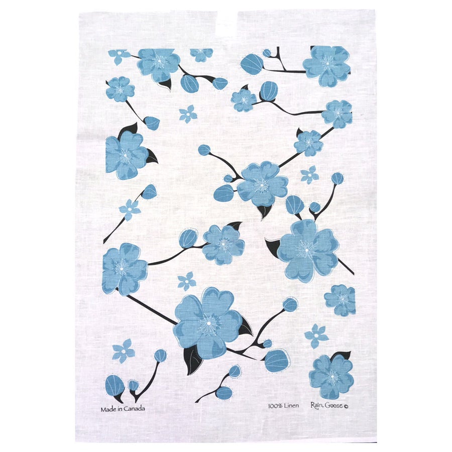 Tea Towel, Rain Goose, Linen, Cherry Blossom Aqua
