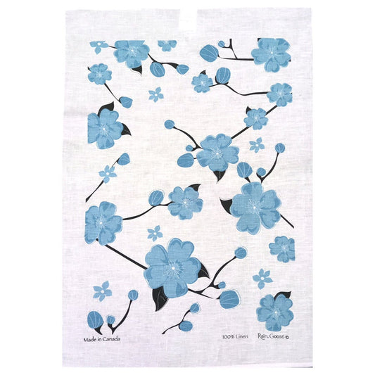 Tea Towel, Rain Goose, Linen,  Cherry Blossom Aqua