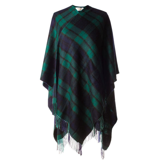 Scottish Wool, Black Watch,  Lambswool Long Womens Cape