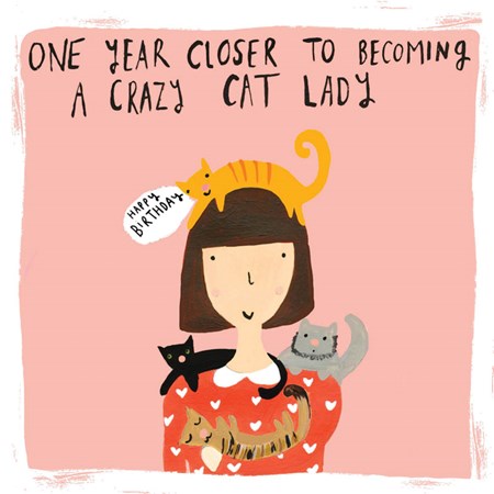 Card, Birthday: Crazy Cat Lady