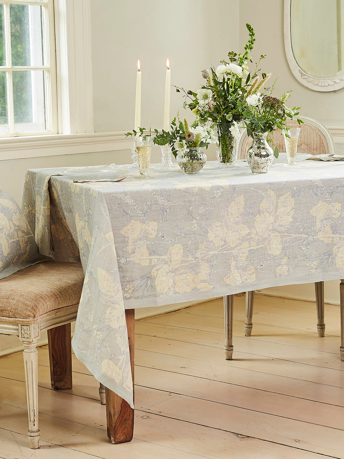 Tablecloth, April Cornell, Hemmingway Linen Grey RECTANGLE Tablecloth 54x90"