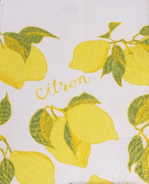 Tea Towel, Rain Goose, Linen, Lemons on white
