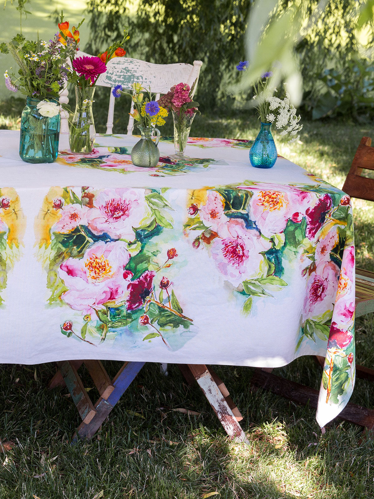 Tablecloth, April Cornell, Peonies RECTANGLE Tablecloth 60x90"