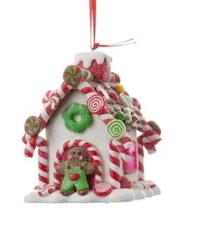Ornament, Gingerbread House w/ Gingerbread Boy, LED