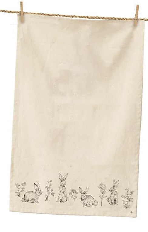 Tea Towel, Border Bunnies & Wildflowers