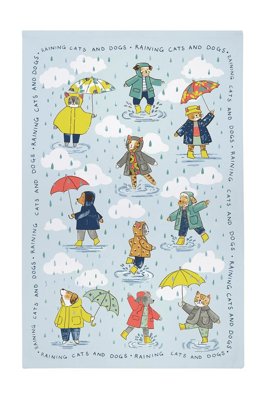 Tea Towel, Raining Cats & Dogs by Ulster Weavers