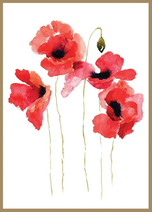 Card, All Occasion; Red Flowers