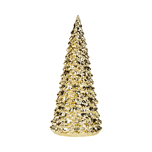 Ornament / Table Decor, Gold Fir Tree 9.5"