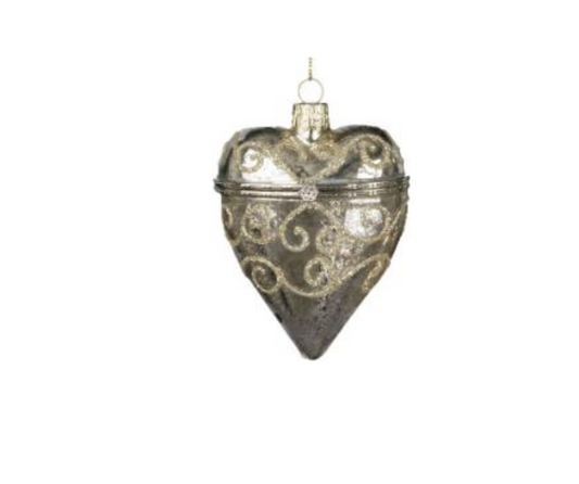 Heart  Vintage inspired Locket/ Ornament,  Silver / Glass