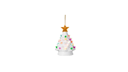 Ornament, Ceramic White Christmas Tree,  LED