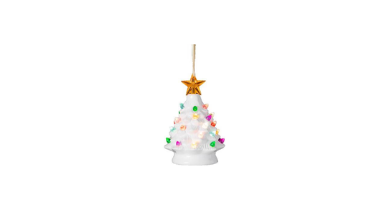 Ornament, Ceramic White Christmas Tree,  LED
