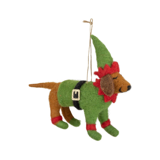 Ornament, Dog in Elf Suit