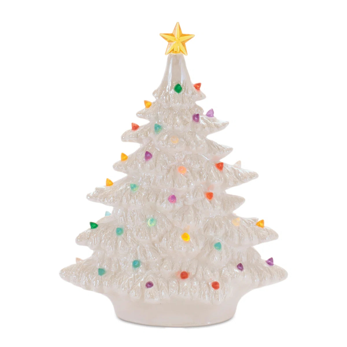 Ornament, Ceramic Christmas Tree ,  LED 5.5"  White