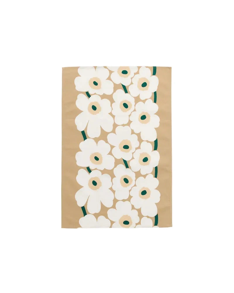 Marimekko Tea Towel;  Oiva Unikko White/Beige/Green