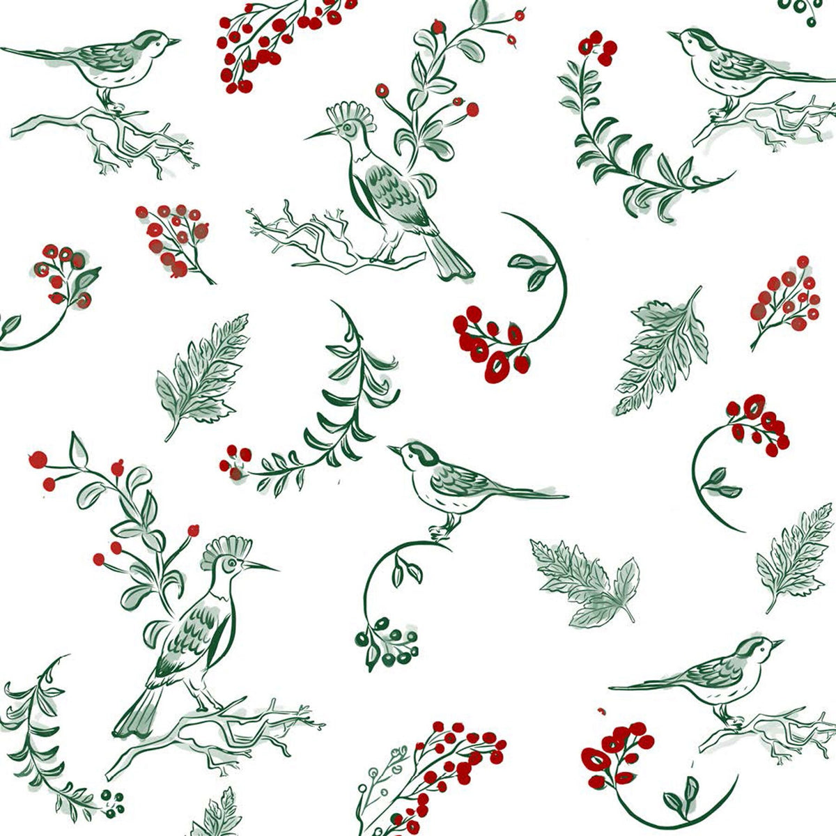 Napkin,  Francois Paviot Oiseaux Noel - Dinner