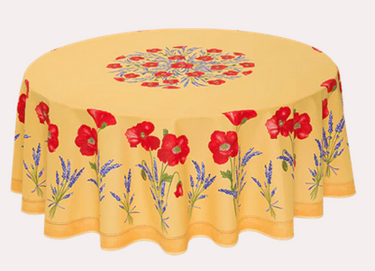 Tablecloth, Provence Yellow Poppies,  Round