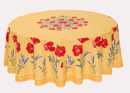Tablecloth, Provence Yellow Poppies,  Round