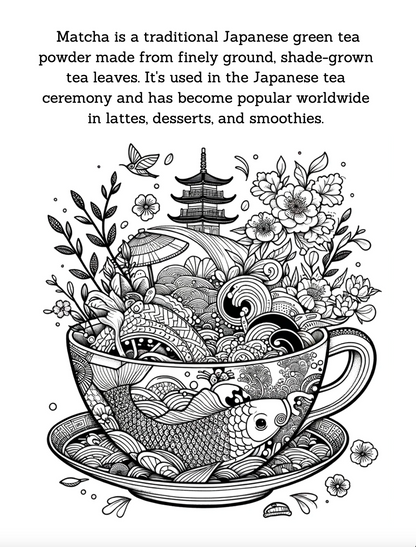 Colouring Book;  Steeped in Art, Elegant Tea Cup Designs to Colour