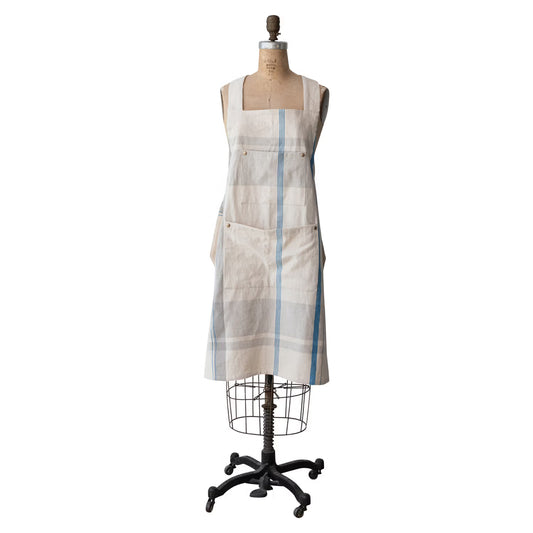 Apron, Woven Cotton Plaid, Cross Back