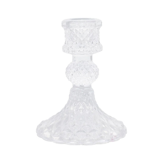 Candle Holder,   Bella Taper Holder, Clear Glass