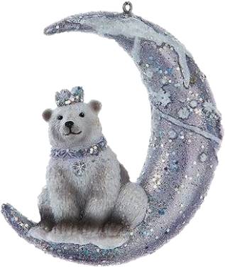 Crescent Moon,  Bear Ornament