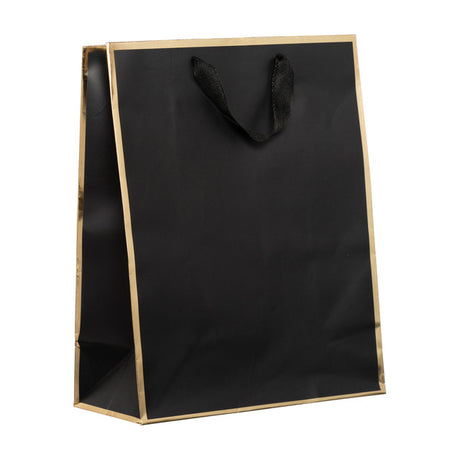 Gift Bag,  Black with Gold Trim